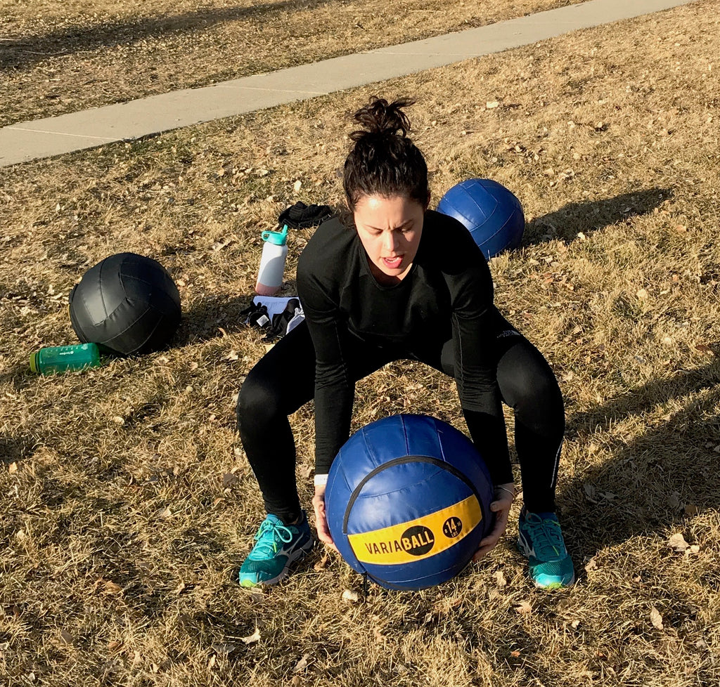Xmas Day medicine ball exercises using the VARIABALL